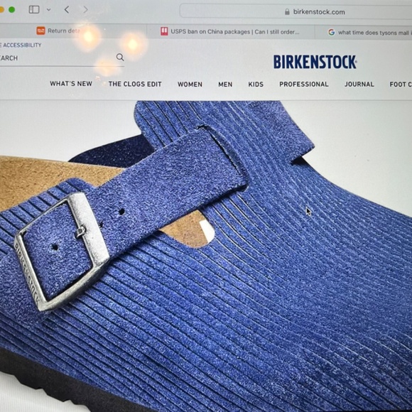 Birkenstock Boston Suede Embossed Corduroy Indigo Size 40 Medium/Narrow *NWOT* - Picture 4 of 15
